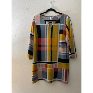 Tacera 1X Plaid Geometric Print Tunic Dress Long Sleeve Keyhole Neck
A806